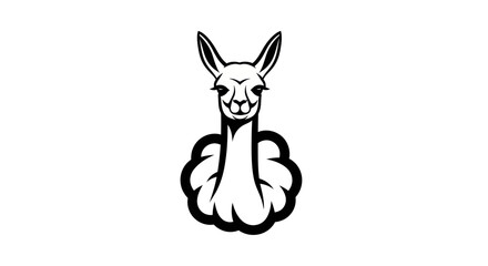 Stylized black and white llama head vector illustration.