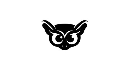 Minimalist black owl head icon with large eyes.