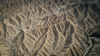 The aerial view of the Ak Say Canyon in Kyrgyzstan