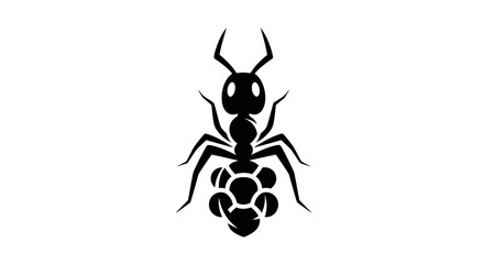 Black silhouette of a worker ant carrying its eggs.