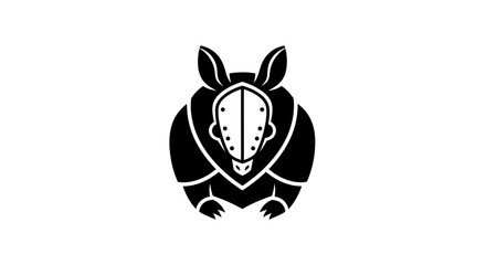 Stylized Black Armadillo Icon with Minimalist Design.