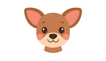Obraz premium Cute Cartoon Animal Face Illustration. Adorable Puppy Head with Big Ears. Simple Vector Graphic on White Background.