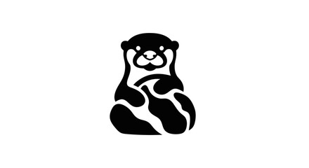 Stylized Black and White Otter Logo Design.