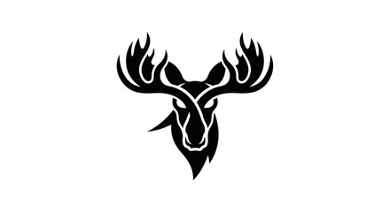 Stylized Moose Head Illustration with Intricate Antlers.