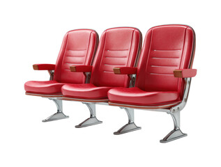 Naklejka premium Vintage red theater seats cinema interior modern design isolated on transparent background, png