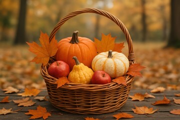 cute autumn basket. no text. not too yellow, good white balance and not too dark.