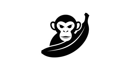 Angry monkey face combined with a banana silhouette logo.