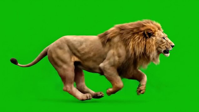 lion running on green background