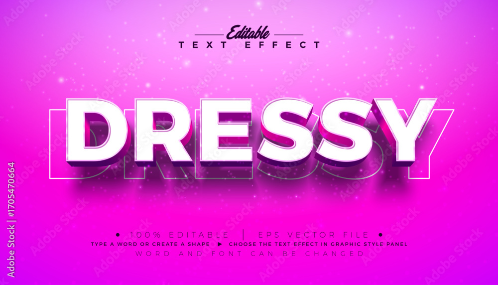 Aufkleber dressy 3d text effect design editable and scalable vector graphic style effect with shadow and bold 