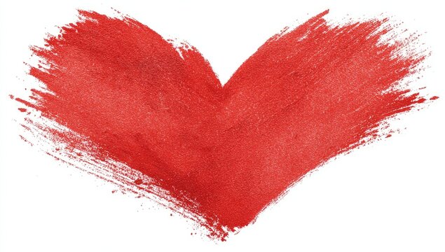 A vibrant red heart shape, painted with a textured brushstroke