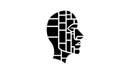 Abstract human head silhouette with geometric pattern representing artificial intelligence.