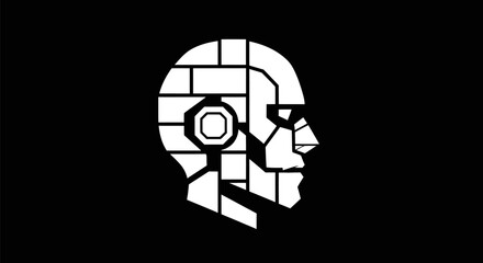 Abstract geometric human head profile representing artificial intelligence and technology.
