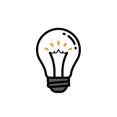 Light bulb illustration with glowing filament and orange accents  