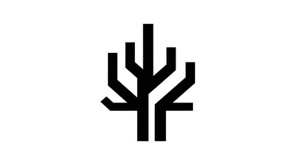 Fototapeta premium Stylized Abstract Tree Logo Design Minimalist Black and White.