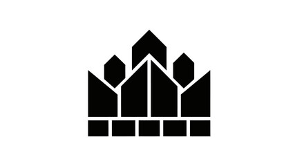 Abstract geometric crown logo design in black and white.