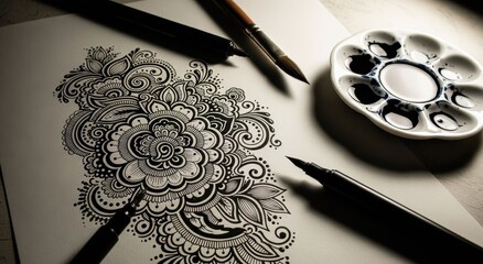 Intricate Mandala Art with Pens and Ink