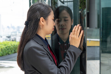 Asian business woman on the top roof