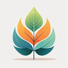 Fototapeta premium Gradient Leaves With Swirls on Light Gray Background