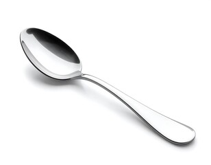 Shiny spoon on white background