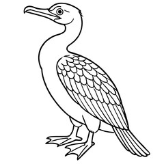 A cormorant bird illustration vector style coloring page