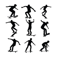 Silhouettes of Boxers in Various Fighting and Training Poses