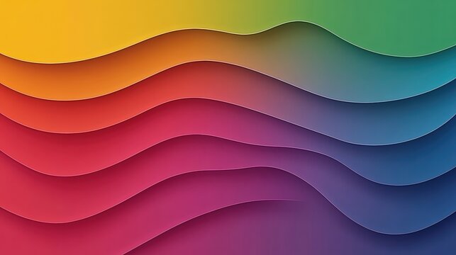 Colorful wavy layers create a vibrant abstract design suitable for backgrounds, posters, or digital media, Ideal for marketing, technology, or creative projects aiming to evoke energy and dynamism,