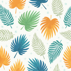 Obraz premium Colorful Tropical Palm Leaves Pattern on White Background