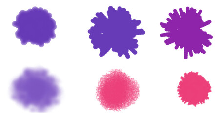 Purple and Pink Abstract Ink Splatter Shapes