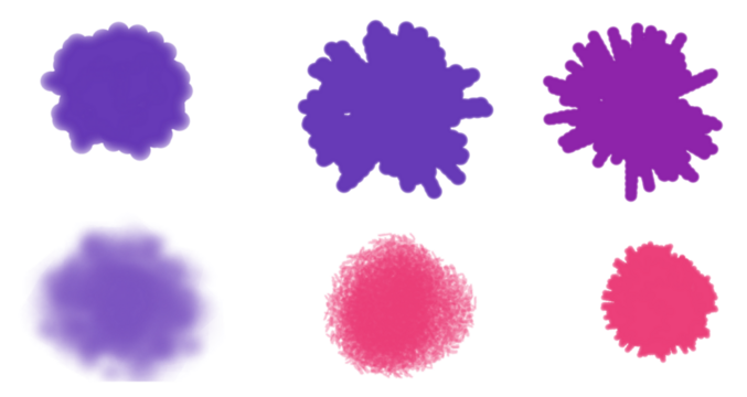 Purple and Pink Abstract Ink Splatter Shapes
