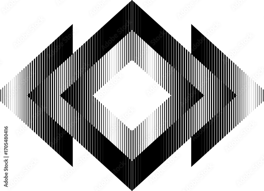 Poster abstract striped pattern of geometric shapes. black and white vector design element of thin broken l