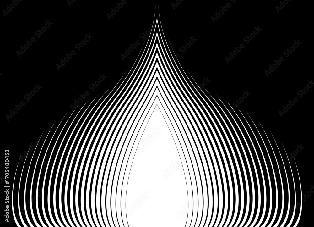 Poster transition from black to white. symmetrical pattern of thin curved lines. vector design element. mod