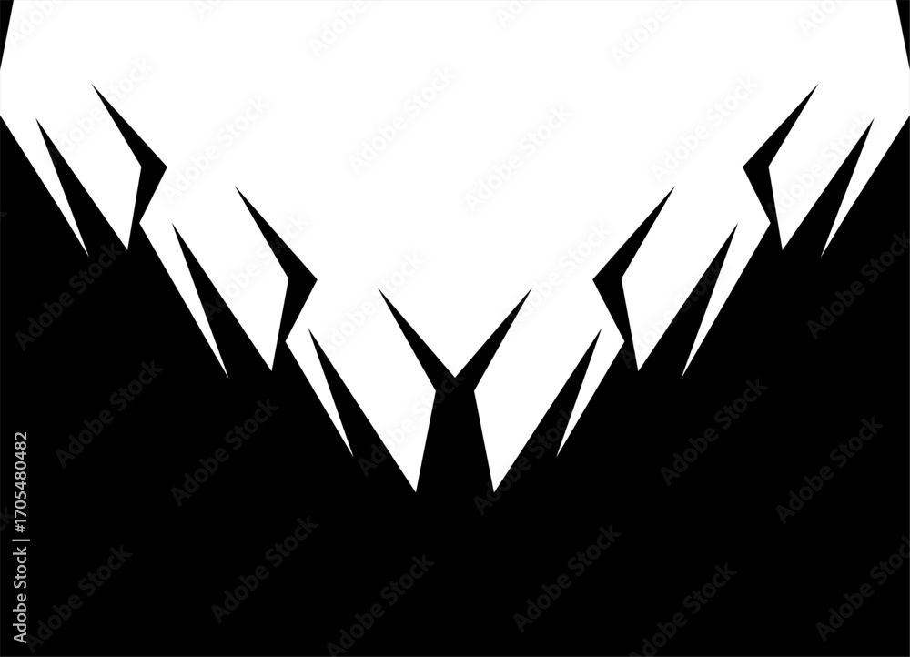Poster transition from black to white. symmetrical pattern of sharp broken shapes. vector design element. m