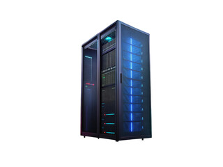 Server rack isolated on transparent background, 51 characters