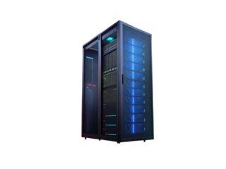 Server rack isolated on transparent background, 51 characters