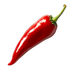 Ripe red chili pepper glossy spice hot vegetable vibrant smooth pod green stem flavorful