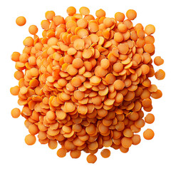 Red lentil pile close up vibrant orange lentil texture nutritious legume food healthy ingredient warm mood