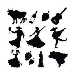 Silhouettes of Spanish Culture Icons and Landmarks