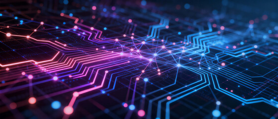 Obraz premium Abstract Neural Network Background with Glowing Data Connections