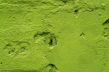 Mur de briques peint en vert.