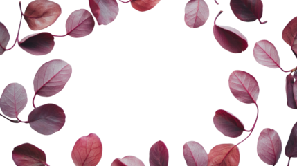 Vibrant Purple Leaves Framing a Blank Space for Text or Design Elements, Perfect for Creative Projects, Nature Themes, and Botanical Designs