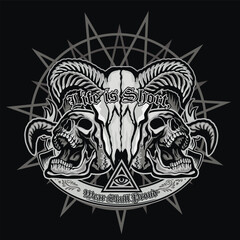 gothic sign with skull, grunge vintage design t shirts
