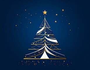 Ein stilisierter Weihnachts-Tannenbaum auf dunkelblauem Hintergrund