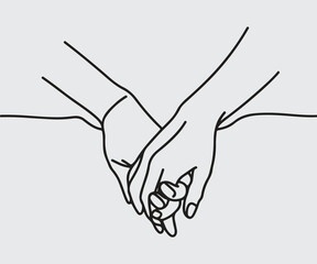 line-art of Holding hands, vector hands
