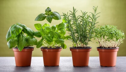 Obraz premium Fresh Herbs In Small Pots