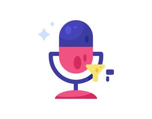 voice filter concept. voice changer. filtering noise from noise. illustration of microphone and filter symbol. flat style design. element