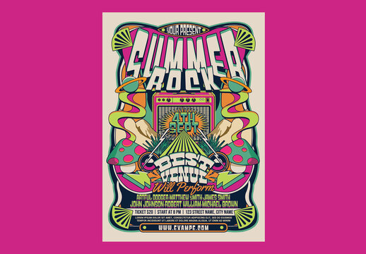 Retro Summer Rock Music Flyer