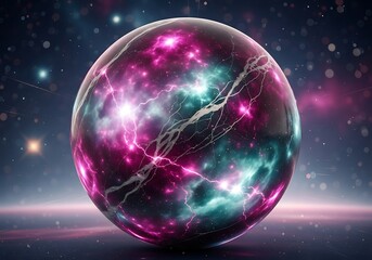 Fototapeta premium Cosmic egg orb reflecting nebula and stars in deep space