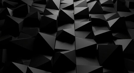 Fototapeta premium Abstract dark background with a geometric pattern of sharp, triangular shapes creating a sense of depth and shadow