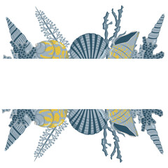 Delicate illustration with corals, shells and seaweed.
Perfect for holiday cards, birthday invitations and stationery.