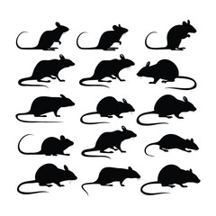 Silhouettes of Rats and Mice in Various Positions